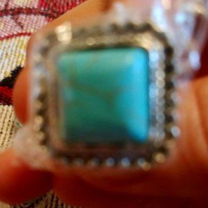 Silver and Turquoise Ring Adjustable Style 7
